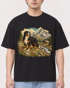 Mockup Boxy Heavyweight Tee Black male close-up 13