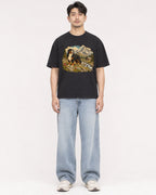 Mockup Boxy Heavyweight Tee Black male full-body 13
