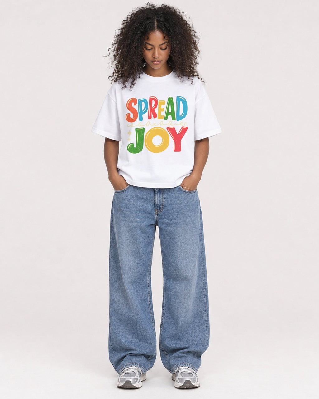 Mockup Boxy Heavyweight Tee White female full-body 05
