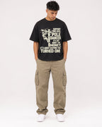 Mockup Boxy Heavyweight Tee Black male full-body 16