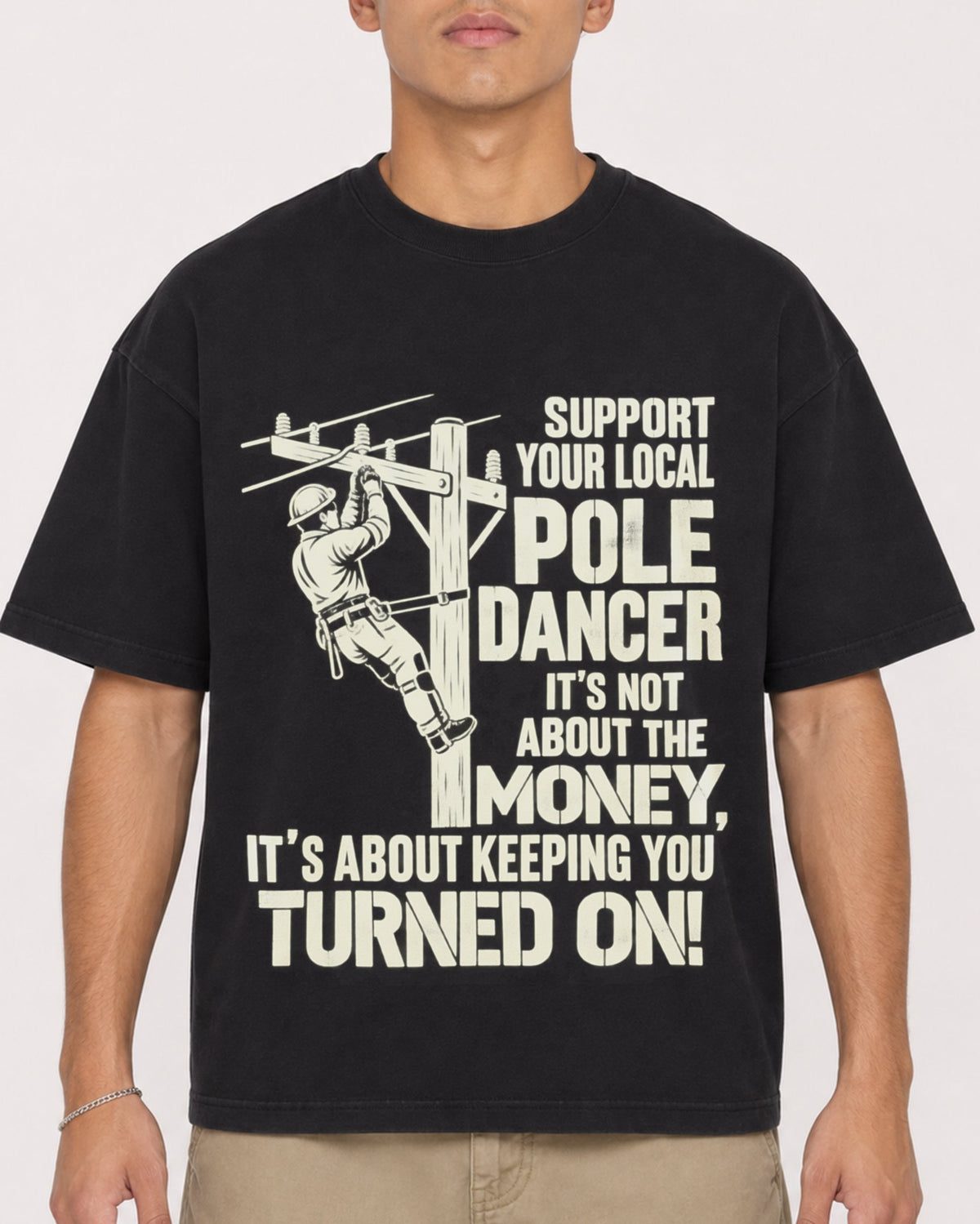 Mockup Boxy Heavyweight Tee Black male close-up 16