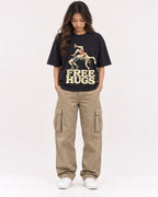 Mockup Boxy Heavyweight Tee Black female full-body 02