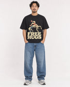Mockup Boxy Heavyweight Tee Black male full-body 02