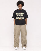 Mockup Boxy Heavyweight Tee Black female full-body 14