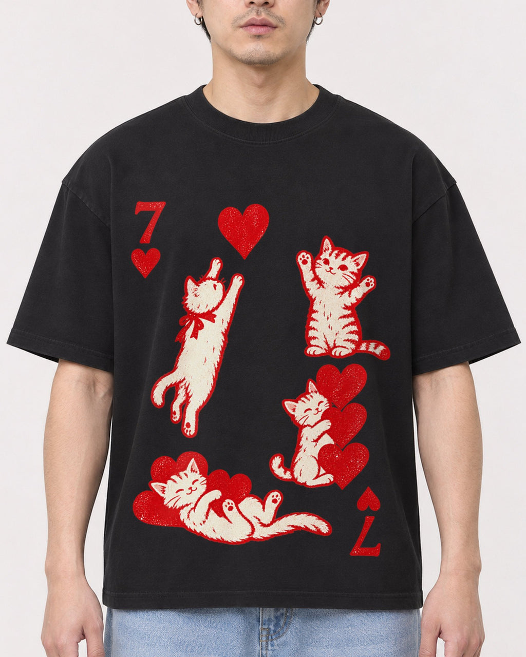 Mockup Boxy Heavyweight Tee Black male close-up 13