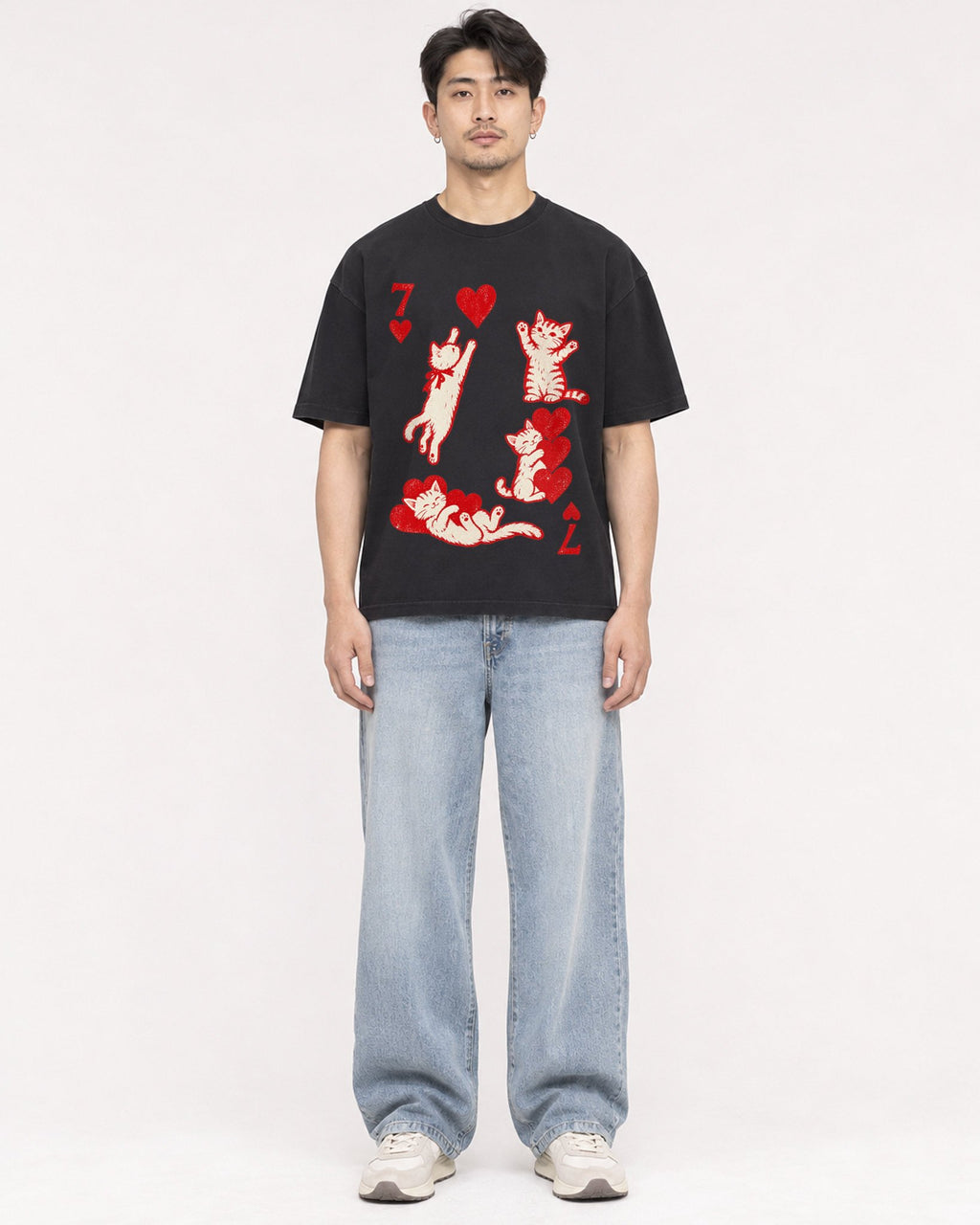 Mockup Boxy Heavyweight Tee Black male full-body 13