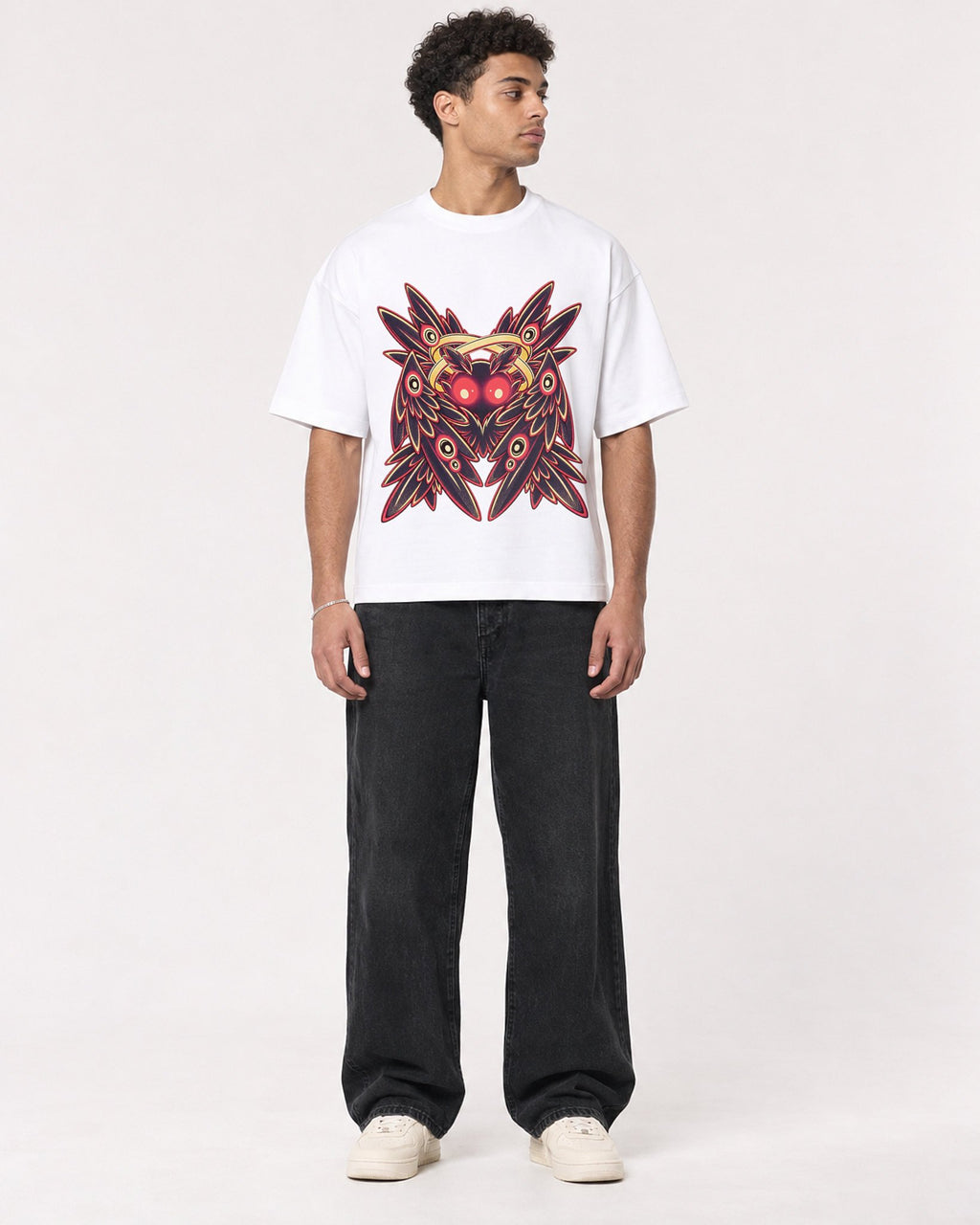 Mockup Boxy Heavyweight Tee White male full-body 10