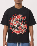 Mockup Boxy Heavyweight Tee Black male close-up 15