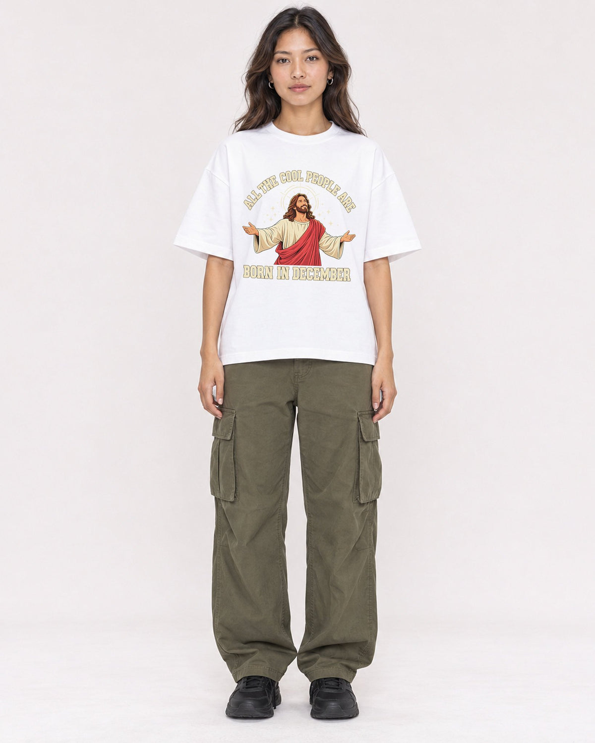 Mockup Boxy Heavyweight Tee White female full-body 02