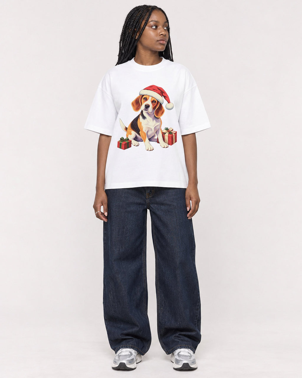 Mockup Boxy Heavyweight Tee White female full-body 04