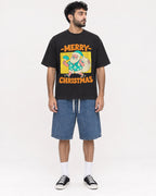 Mockup Boxy Heavyweight Tee Black male full-body 07