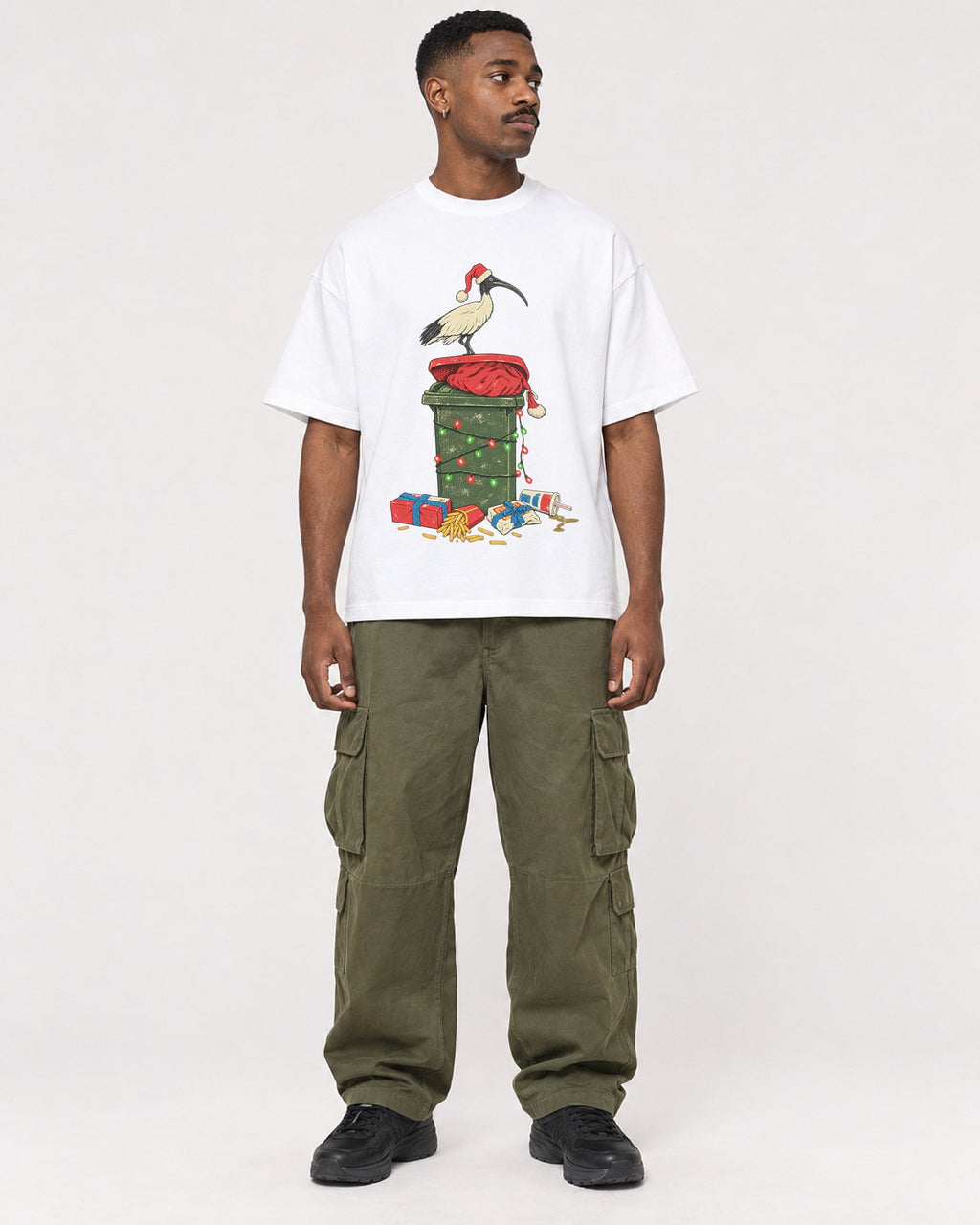 Mockup Boxy Heavyweight Tee White male full-body 14