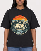 Mockup Boxy Heavyweight Tee Black female close-up 04