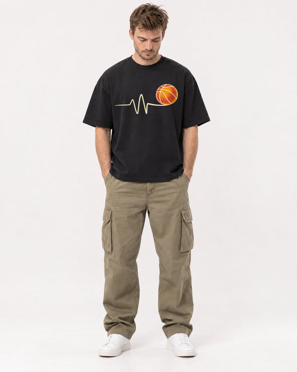 Mockup Boxy Heavyweight Tee Black male full-body 08