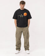 Mockup Boxy Heavyweight Tee Black male full-body 08