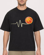 Mockup Boxy Heavyweight Tee Black male close-up 08