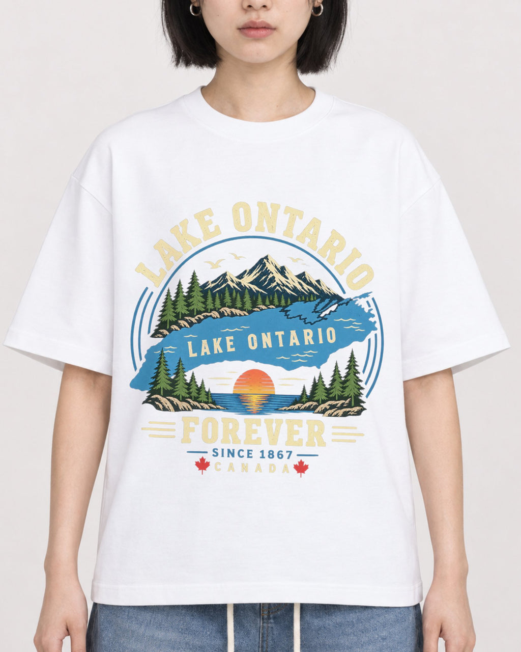 Mockup Boxy Heavyweight Tee White female close-up 11