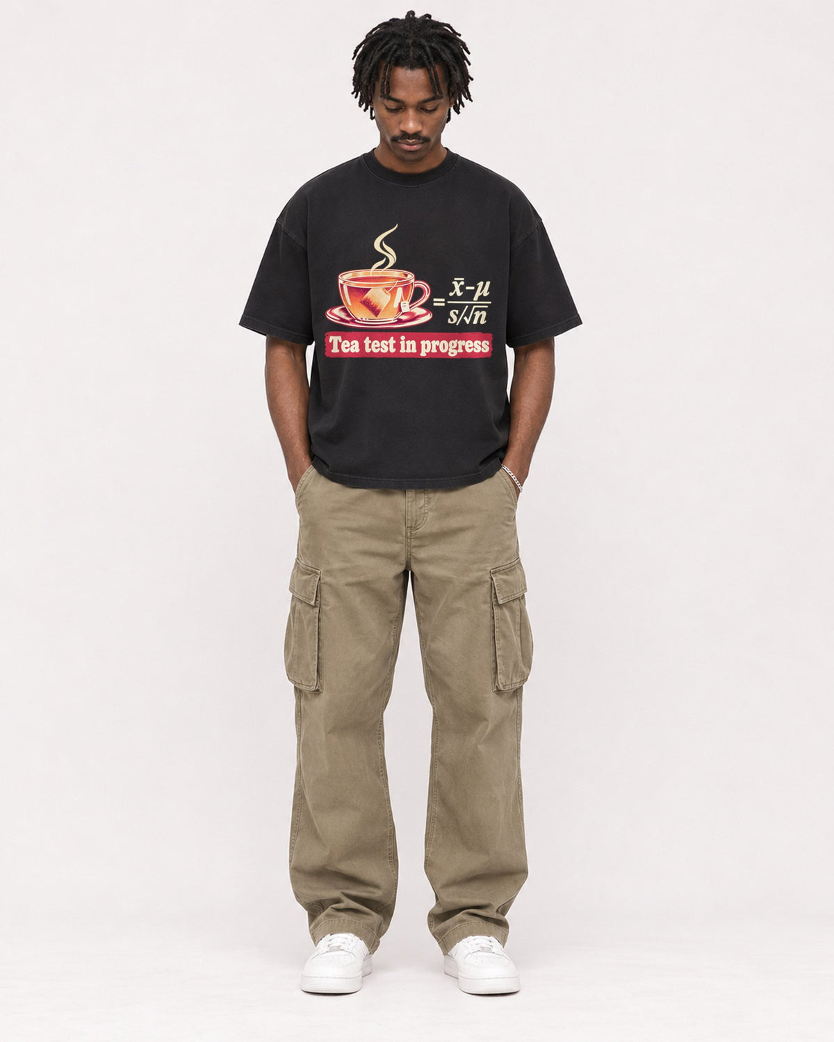 Mockup Boxy Heavyweight Tee Black male full-body 04