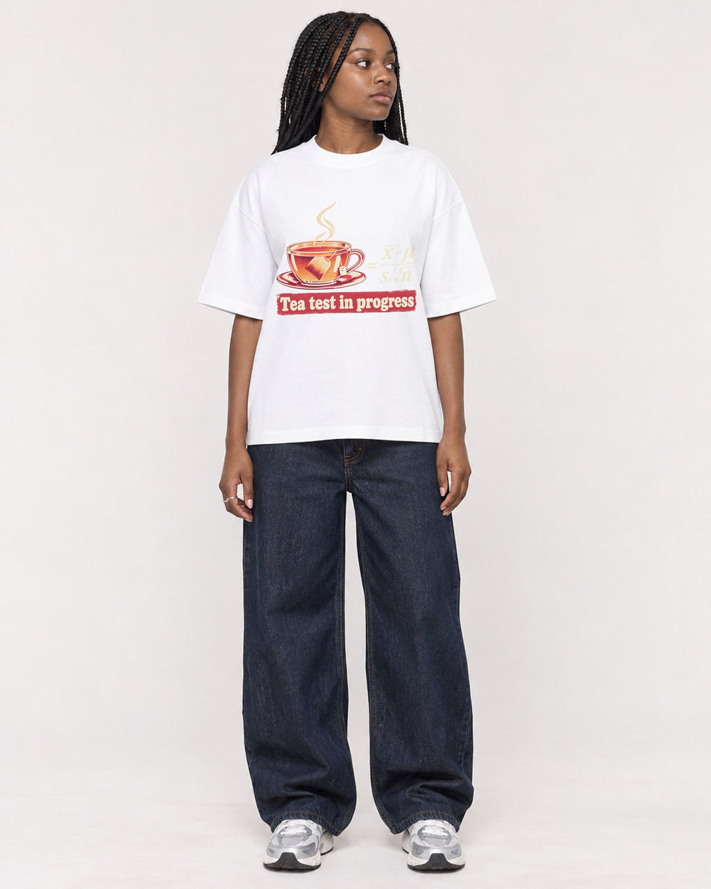 Mockup Boxy Heavyweight Tee White female full-body 04