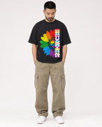 Mockup Boxy Heavyweight Tee Black male full-body 32