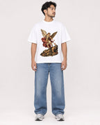 Mockup Boxy Heavyweight Tee White male full-body 02