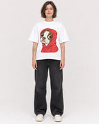 Mockup Boxy Heavyweight Tee White female full-body 18