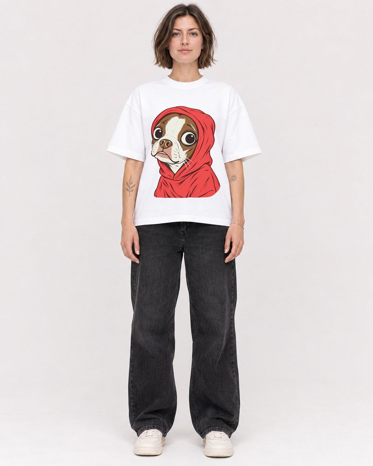 Mockup Boxy Heavyweight Tee White female full-body 18