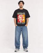 Mockup Boxy Heavyweight Tee Black male full-body 02