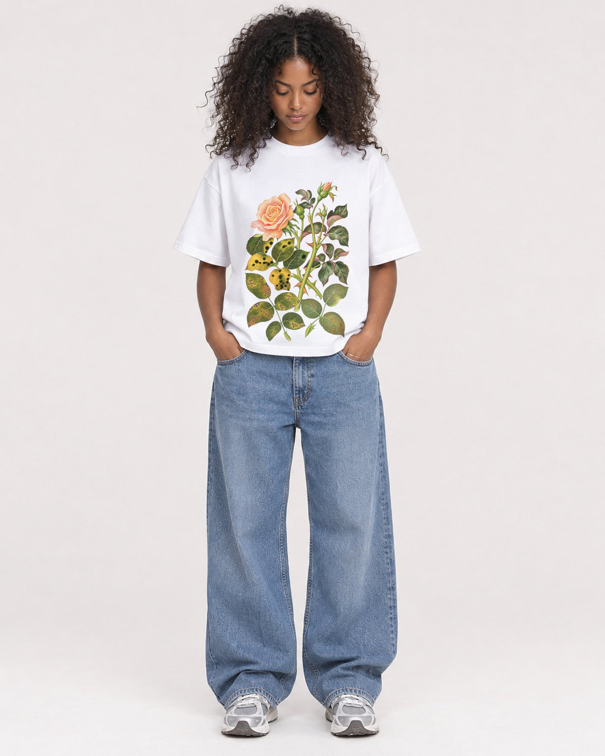 Mockup Boxy Heavyweight Tee White female full-body 05
