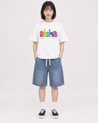 Mockup Boxy Heavyweight Tee White female full-body 11