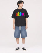 Mockup Boxy Heavyweight Tee Black male full-body 11