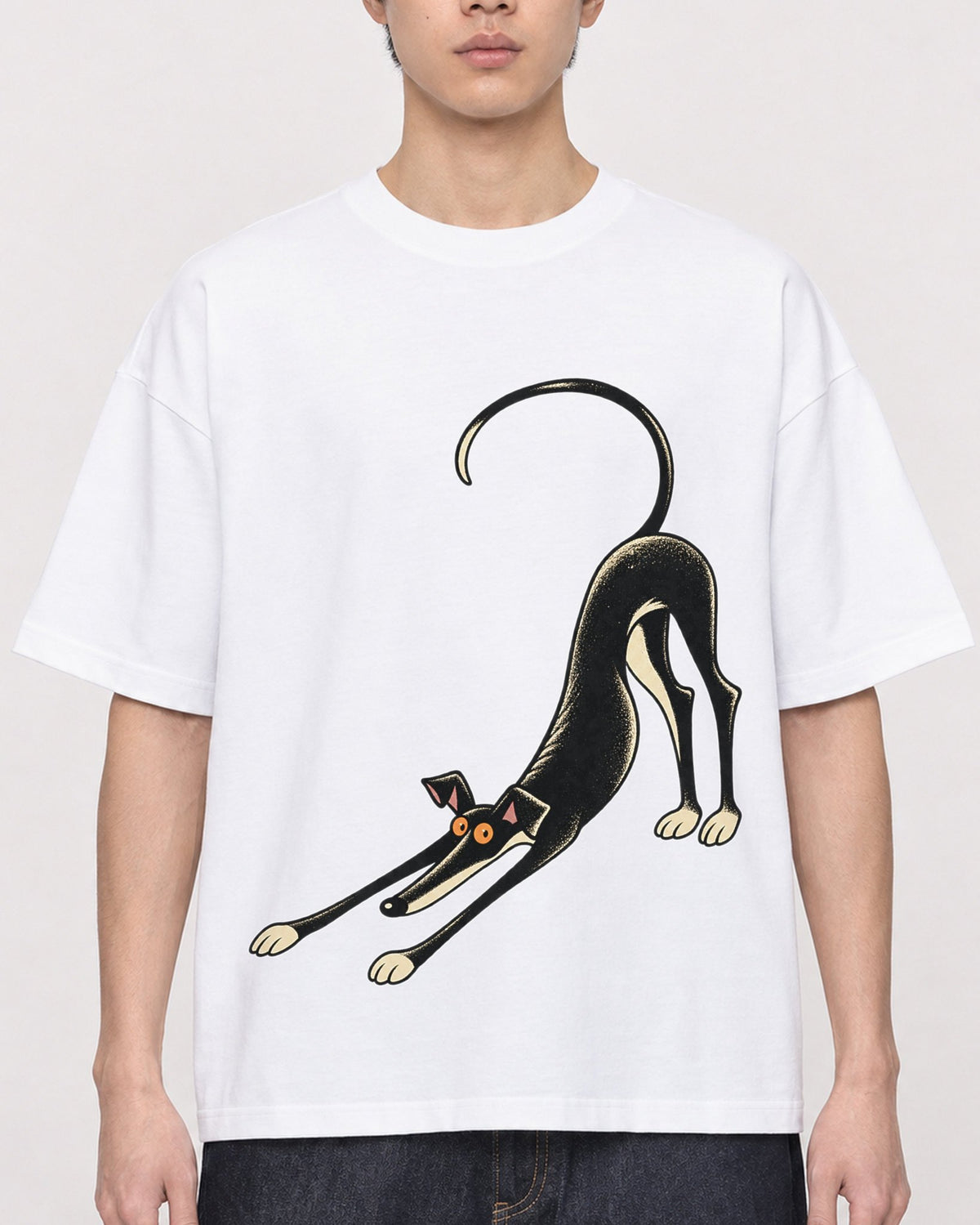 Mockup Boxy Heavyweight Tee White male close-up 01