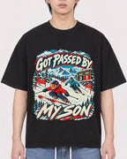Mockup Boxy Heavyweight Tee Black male close-up 11