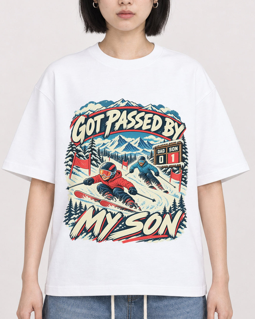 Mockup Boxy Heavyweight Tee White female close-up 11