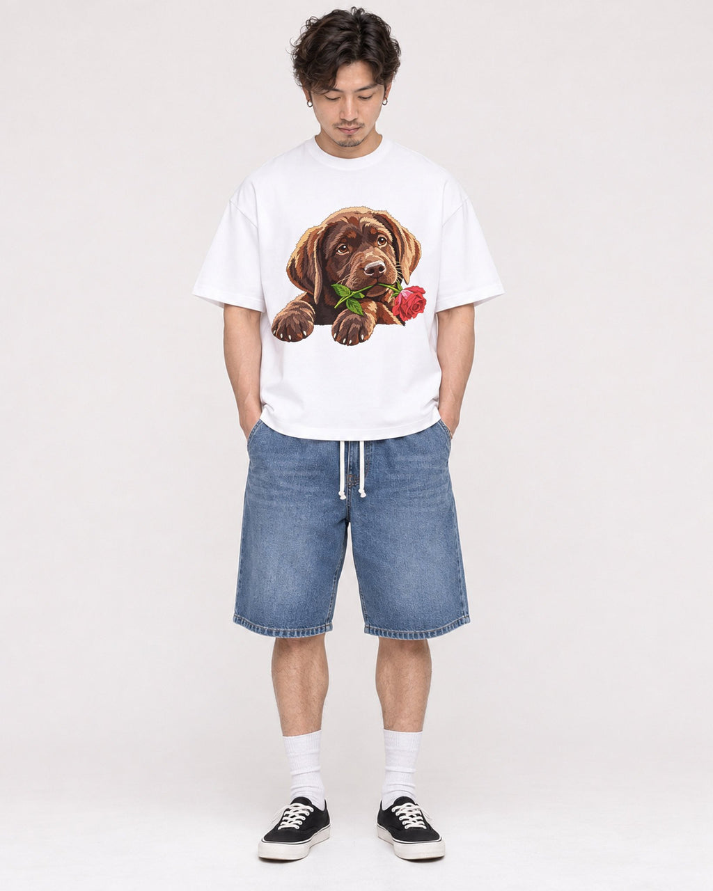 Mockup Boxy Heavyweight Tee White male full-body 03