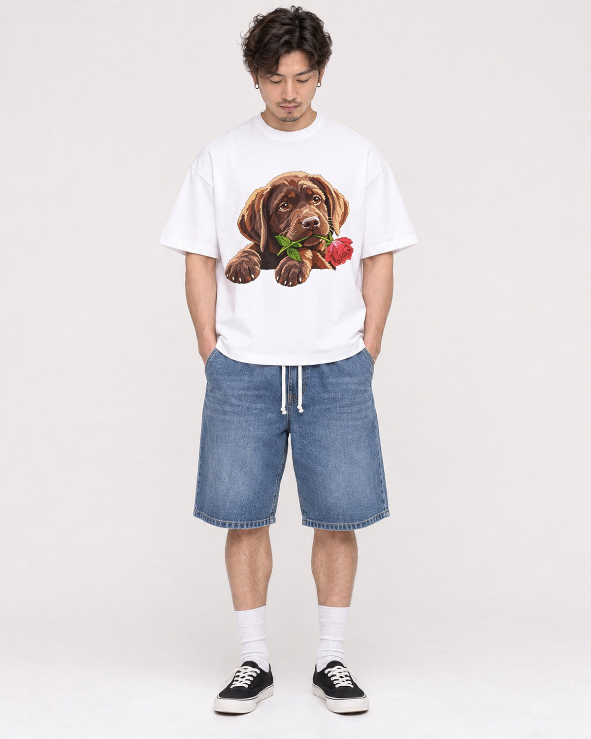 Mockup Boxy Heavyweight Tee White male full-body 03