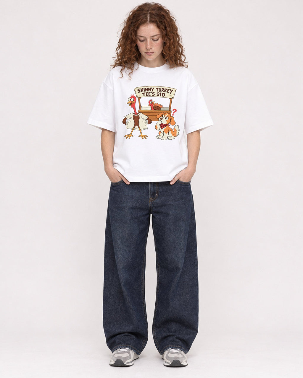 Mockup Boxy Heavyweight Tee White female full-body 09