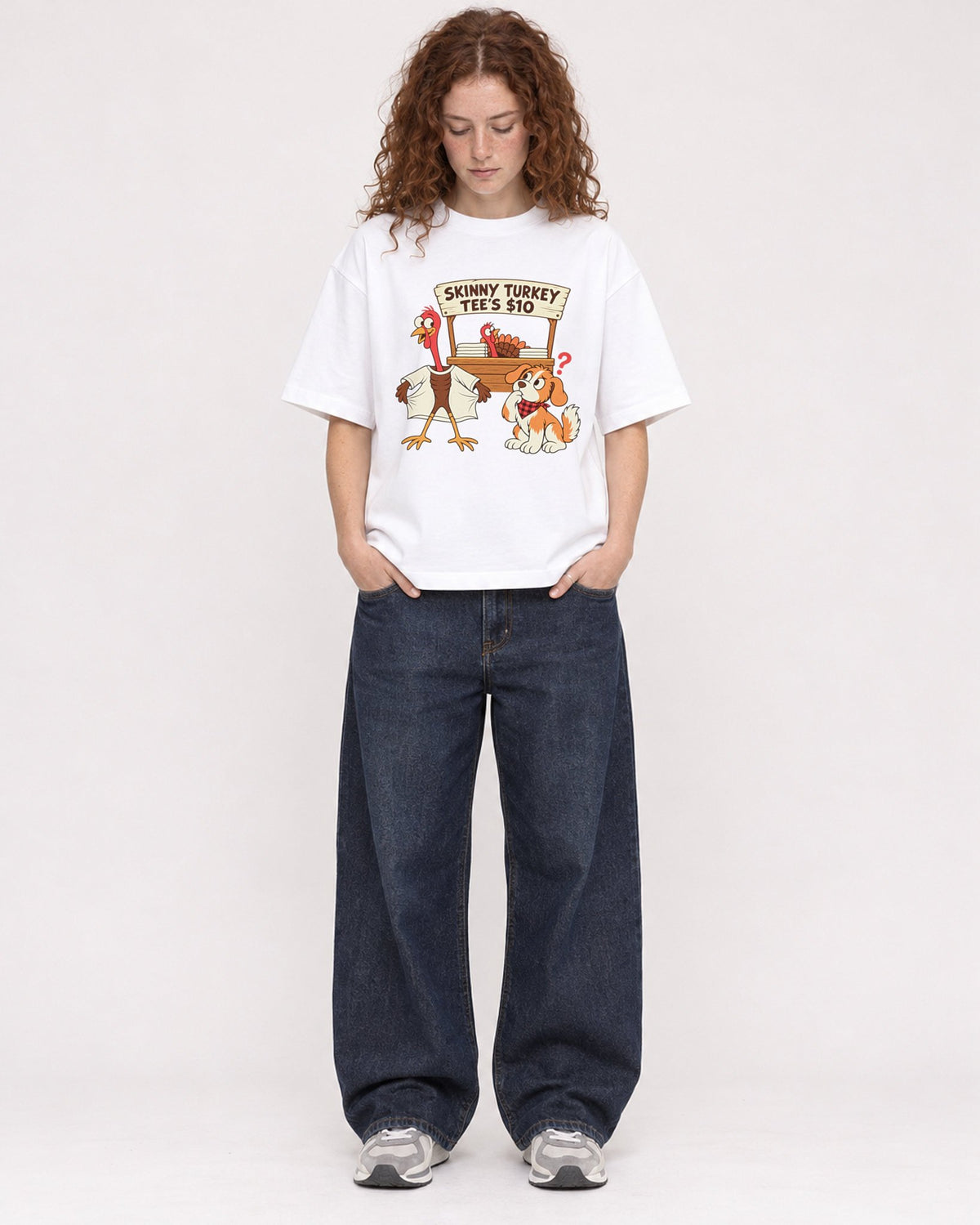 Mockup Boxy Heavyweight Tee White female full-body 09