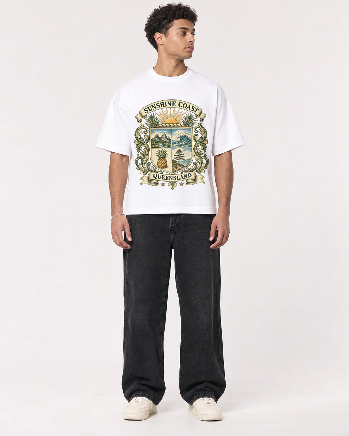 Mockup Boxy Heavyweight Tee White male full-body 10