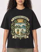 Mockup Boxy Heavyweight Tee Black female close-up 10