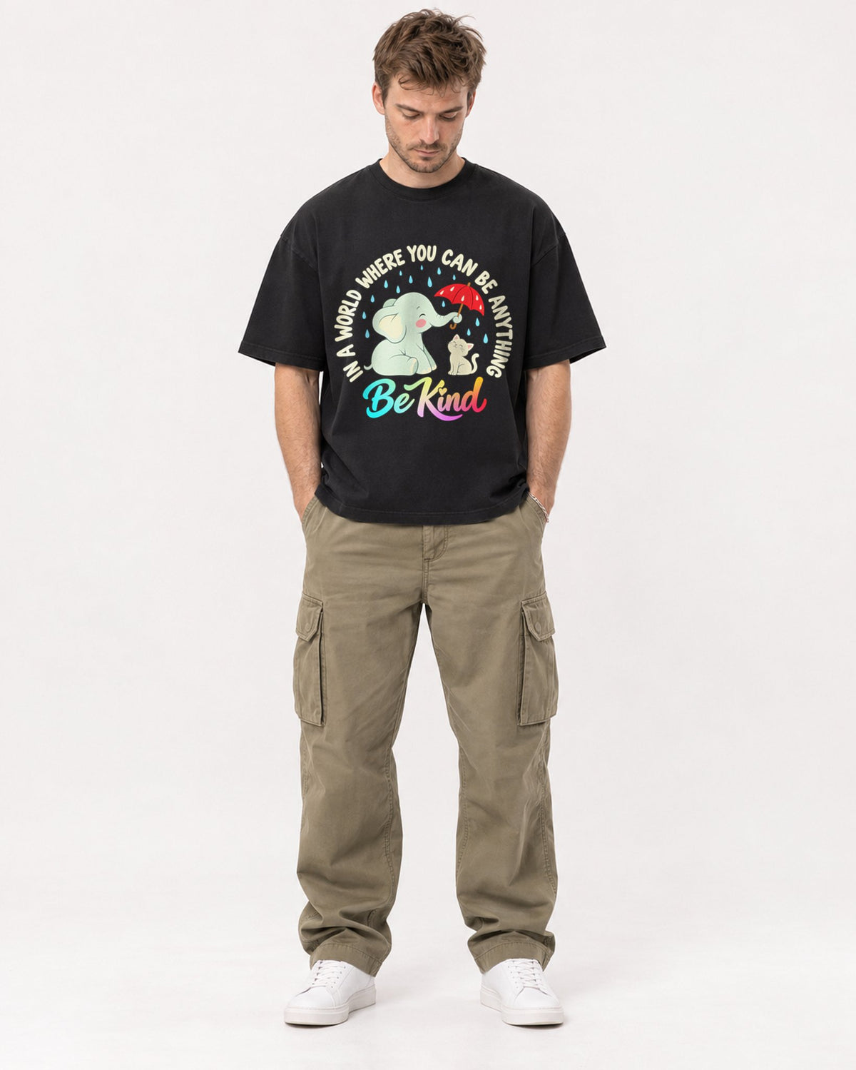 Mockup Boxy Heavyweight Tee Black male full-body 08