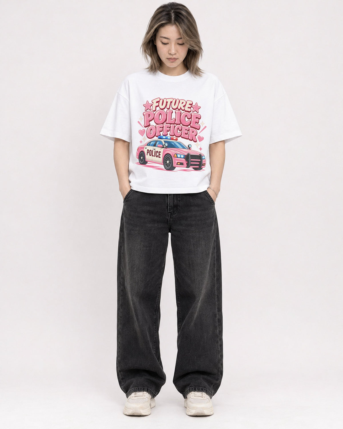 Mockup Boxy Heavyweight Tee White female full-body 33
