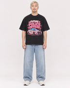 Mockup Boxy Heavyweight Tee Black male full-body 33