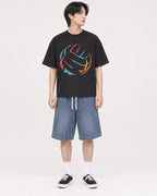 Mockup Boxy Heavyweight Tee Black male full-body 11