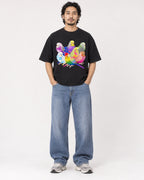 Mockup Boxy Heavyweight Tee Black male full-body 22