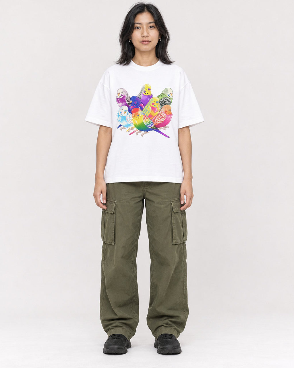 Mockup Boxy Heavyweight Tee White female full-body 22