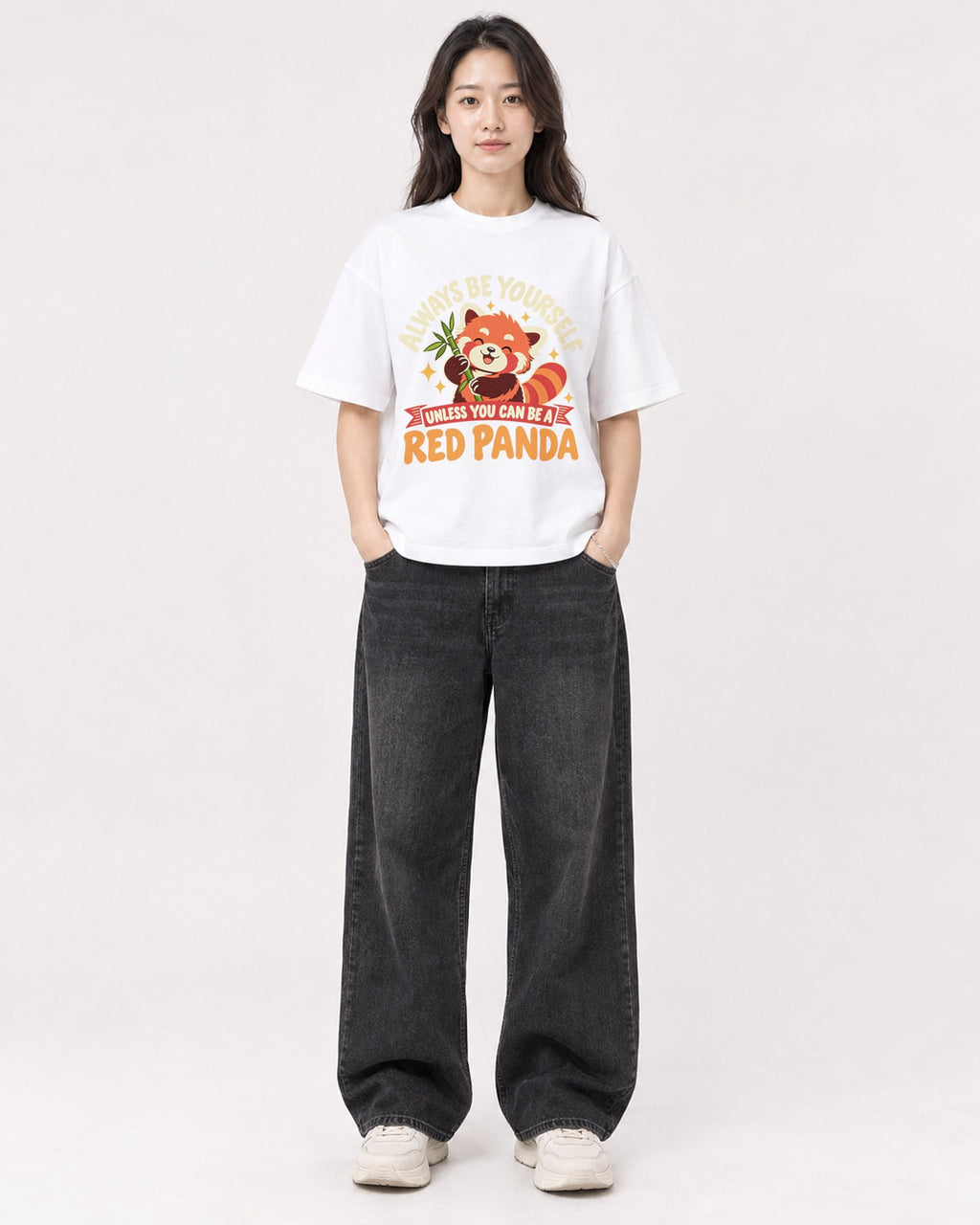 Mockup Boxy Heavyweight Tee White female full-body 03