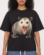 Mockup Boxy Heavyweight Tee Black female close-up 05