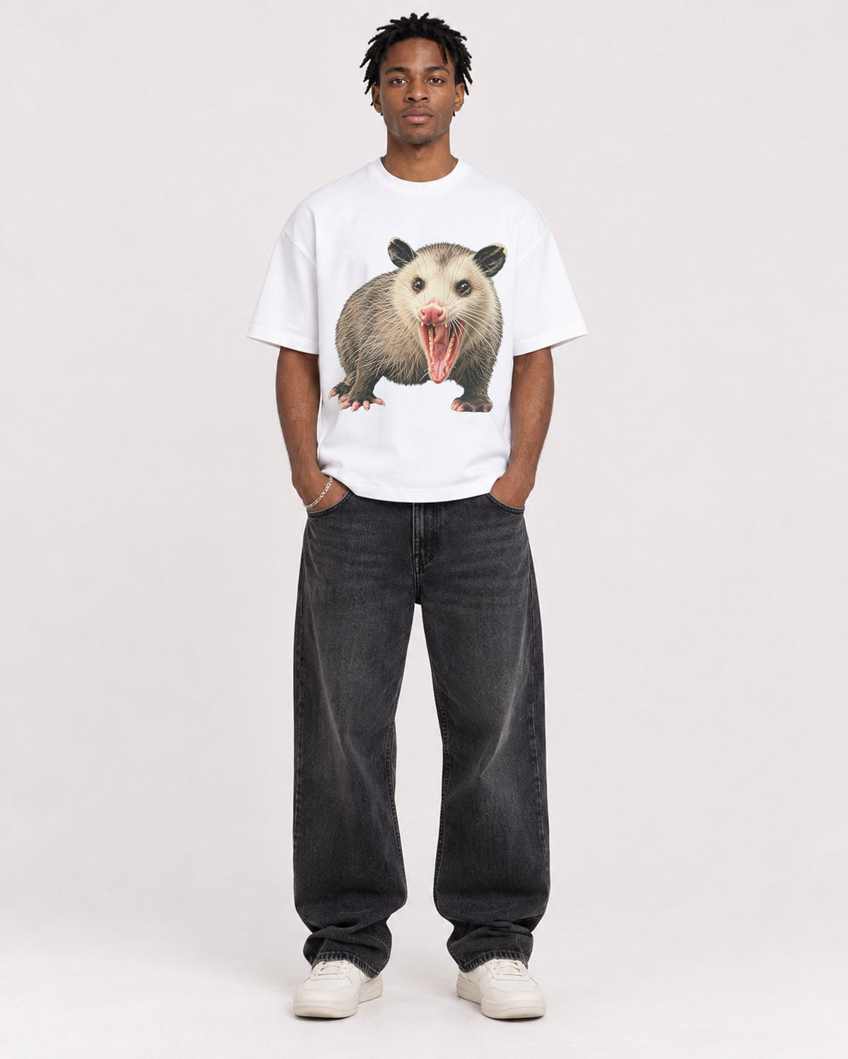 Mockup Boxy Heavyweight Tee White male full-body 05