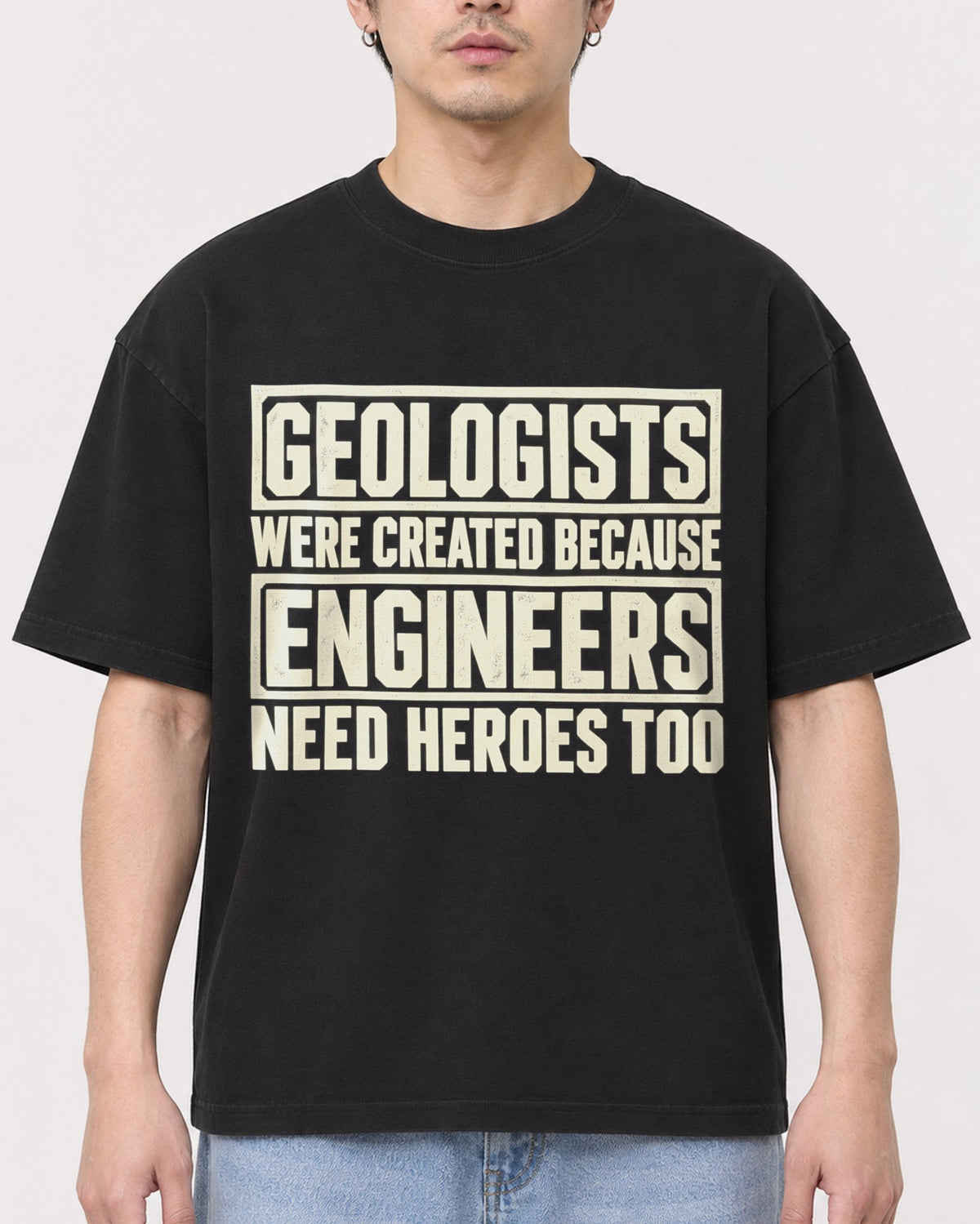 Mockup Boxy Heavyweight Tee Black male close-up 13